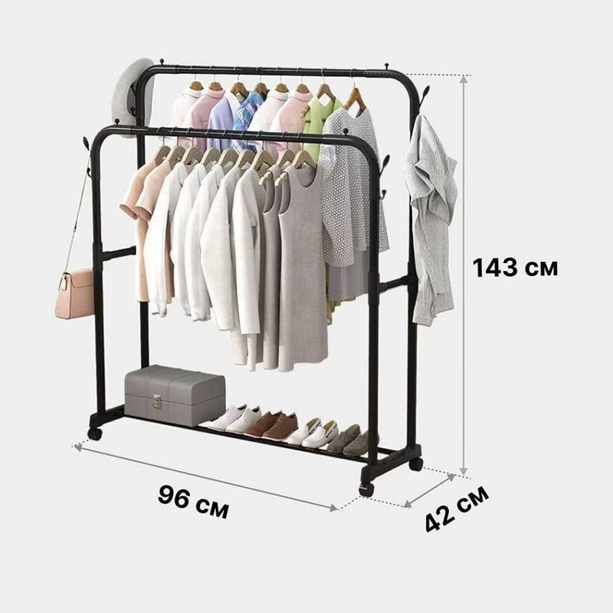 GENERICO - Estante Organizador Colgador Ropa Perchero Con Ruedas PB