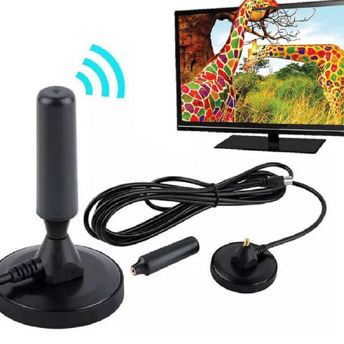 GENERICO - Antena HD de TV Digital 360º de Recepción Cable 4.3 Mts