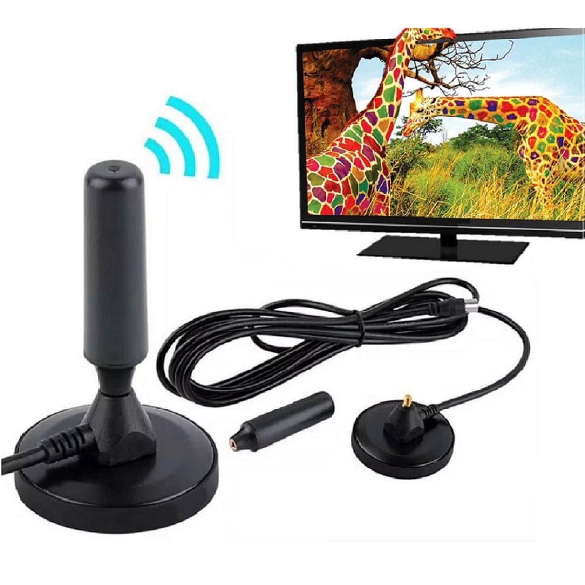 GENERICO - Antena HD de TV Digital 360º de Recepción Cable 4.3 Mts