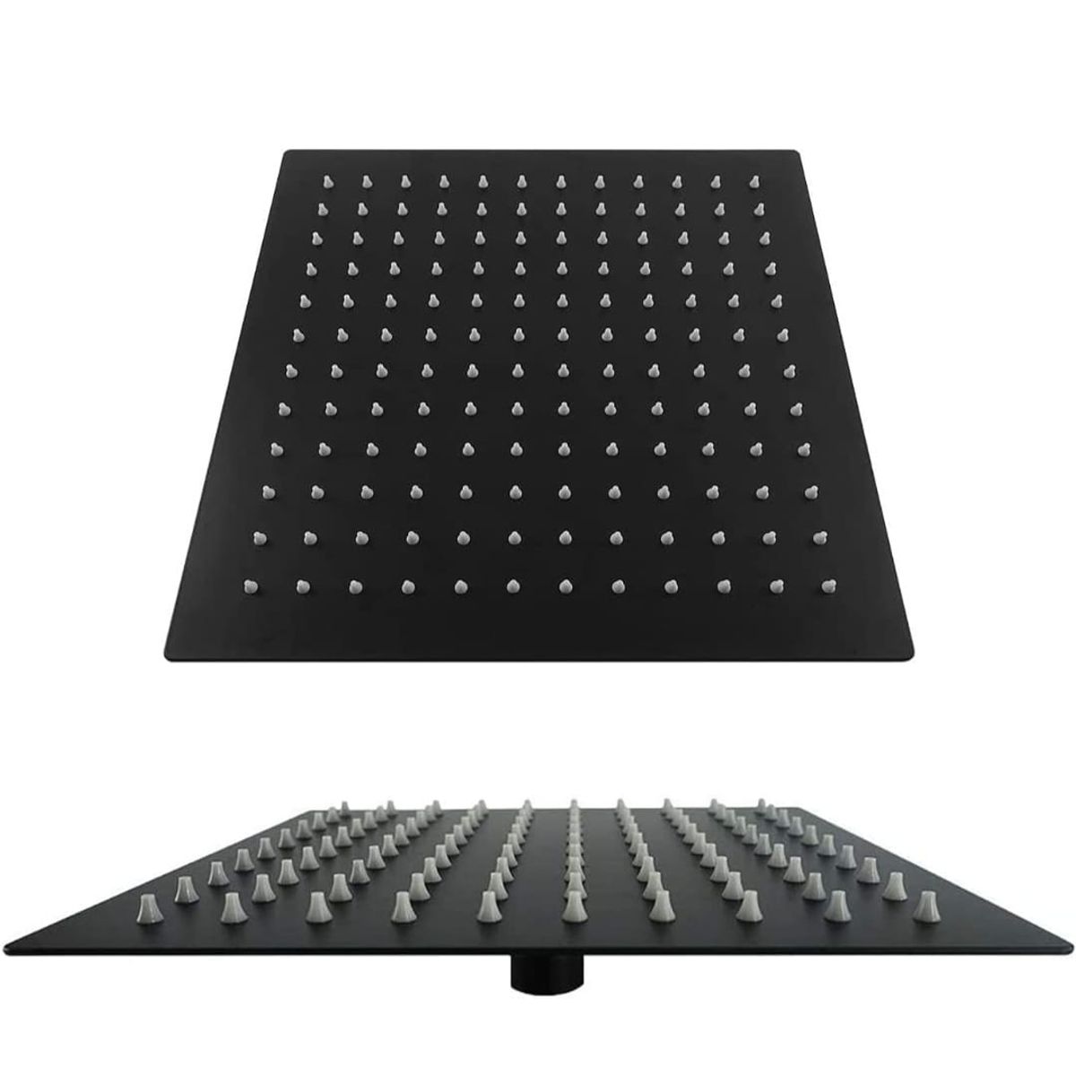 APACHE - Cabezal Ducha Española Cuadrada Negro Mate 30x30cm con Brazo de 50cm