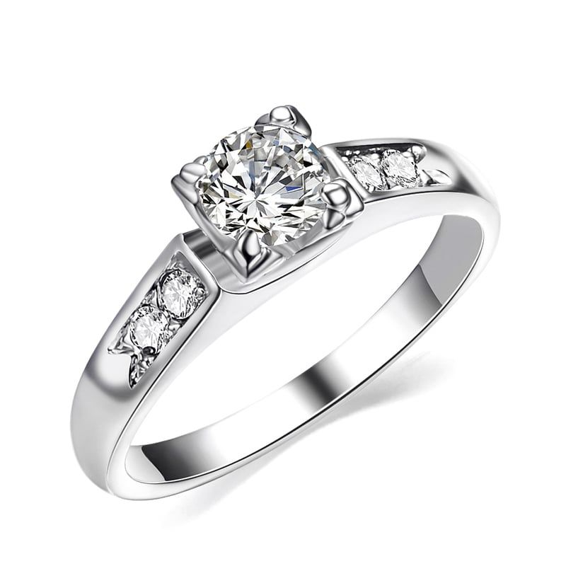 LA TIENDA 88 JOYAS Y ACCESORIOS - La Tienda 88 - Anillo De Compromiso Mujer Bañado en Oro 18k - Blanco