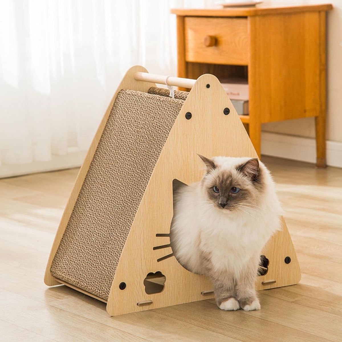 GENERICO - Rascador cueva triangular para gato MDF