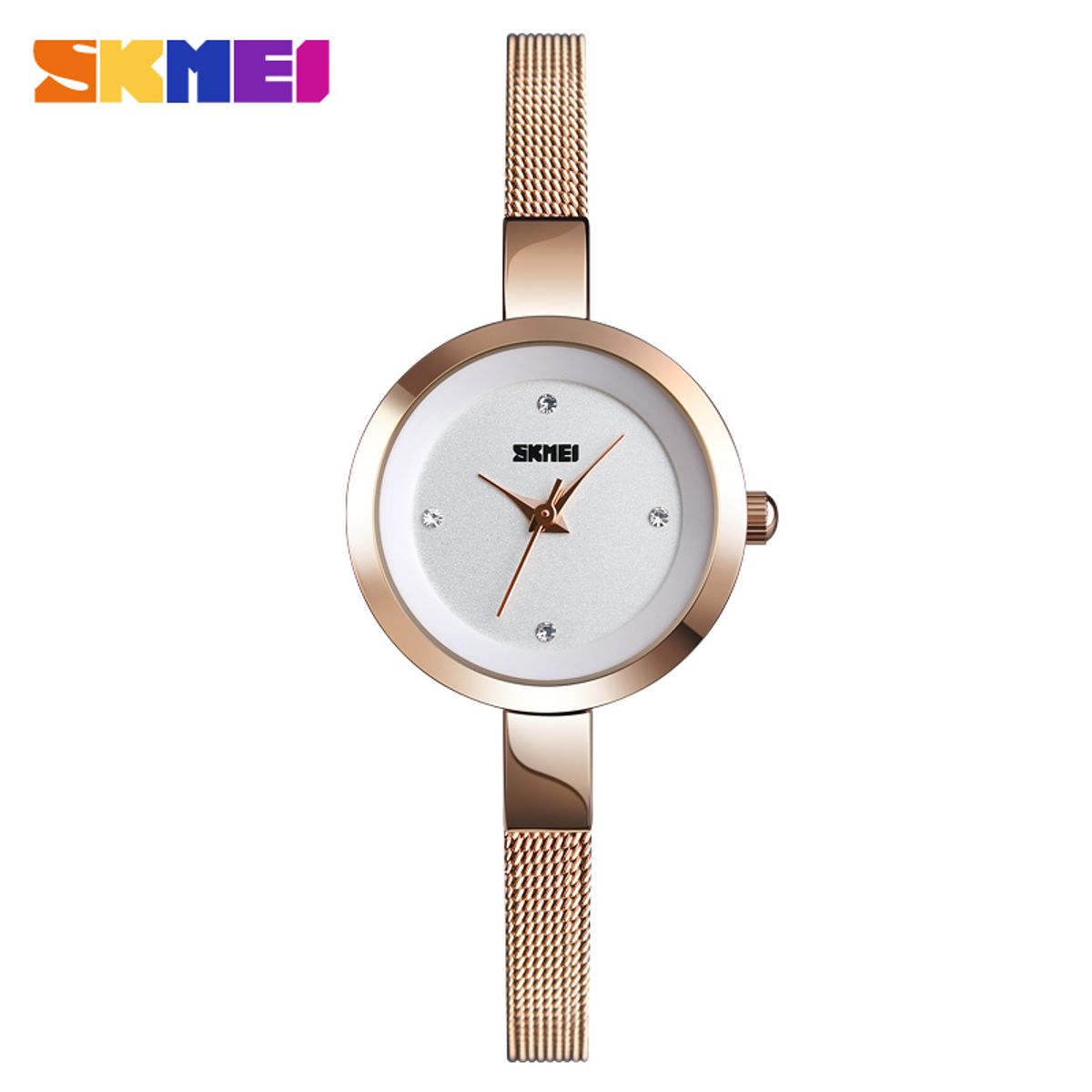 SKMEI - RELOJ SKMEI 1390 ORO ROSA CORREA ACERO PARA MUJER_.
