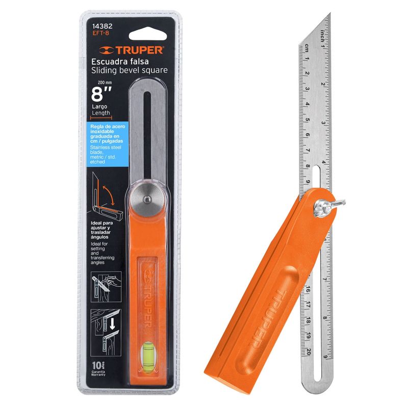 TRUPER - Escuadra Falsa Profesional de acero inoxidable 8p 19cm Truper