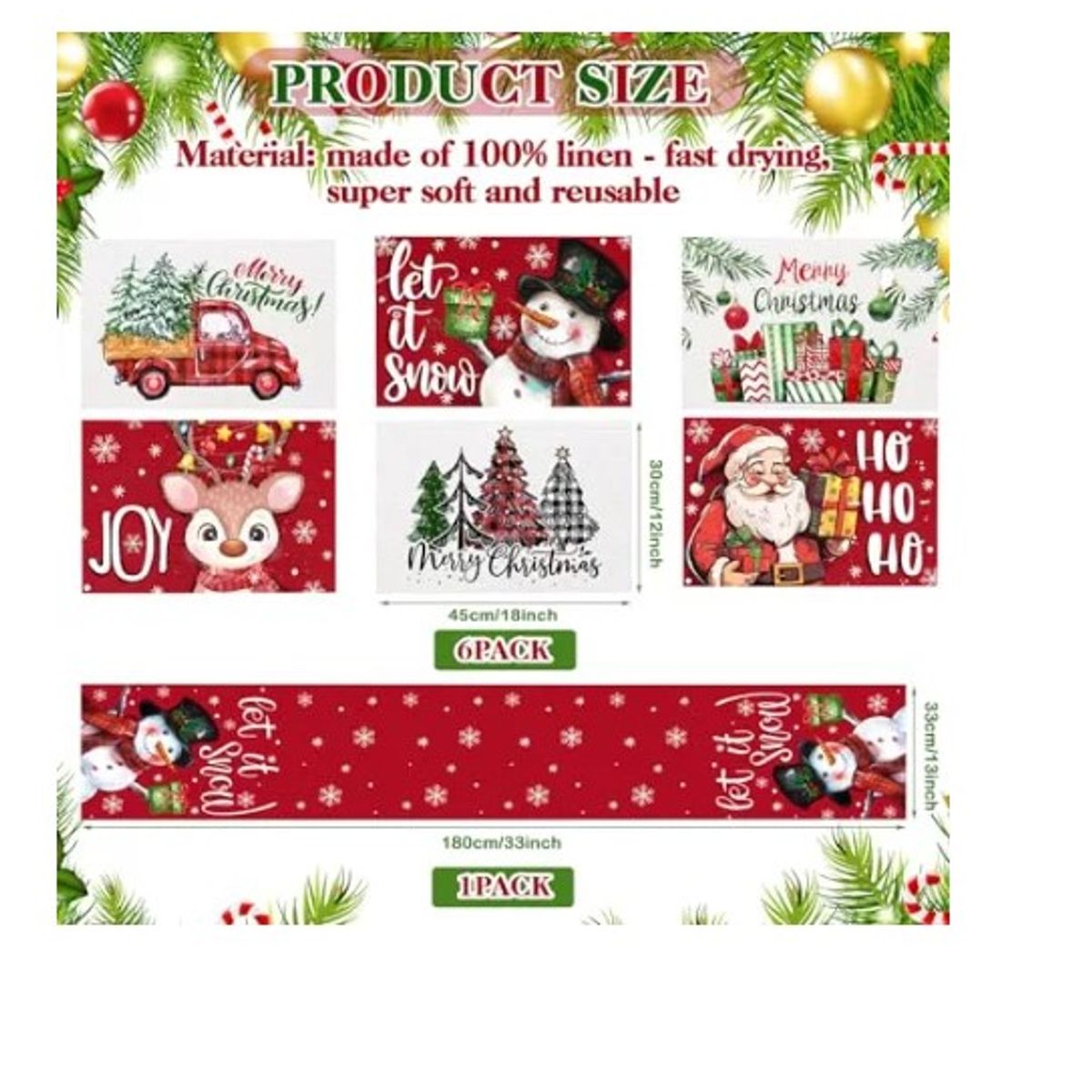 GENERICO - Individuales De Navidad combo camino mesa