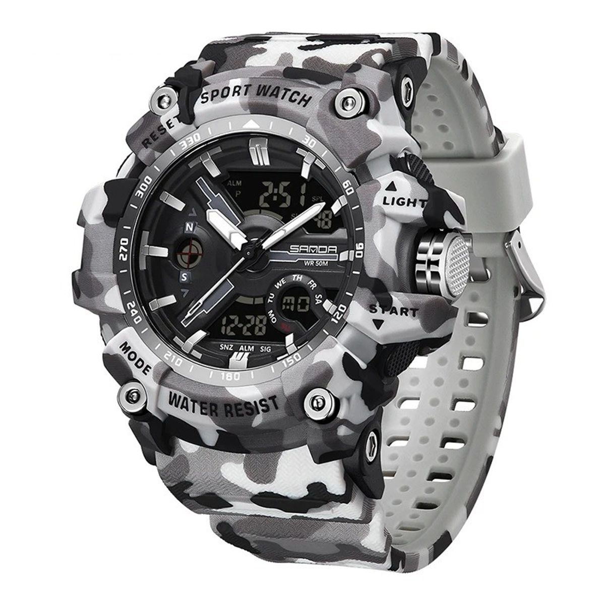 SANDA - Reloj Deportivo SANDA 3355 Camuflaje Análogo-Digital
