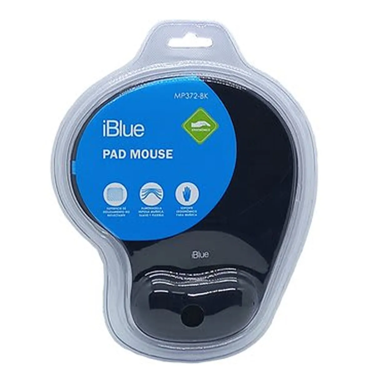 IBLUE - Pad mouse negro con reposamuñecas iBlue