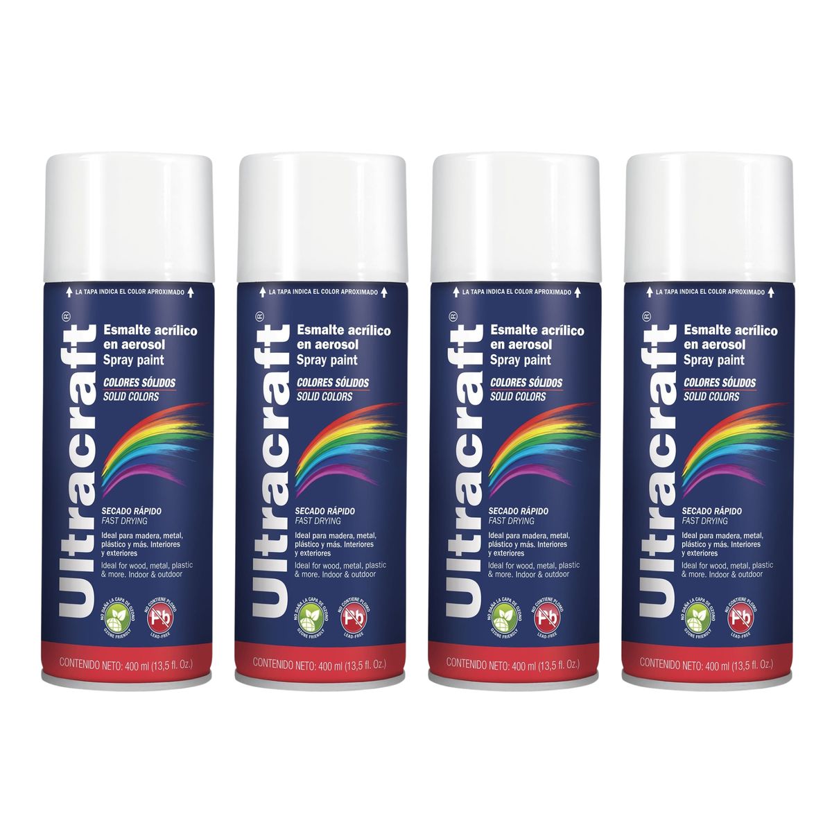GENERICO - Pintura spray color Blanco Brillante x4 unidades Ultracraft