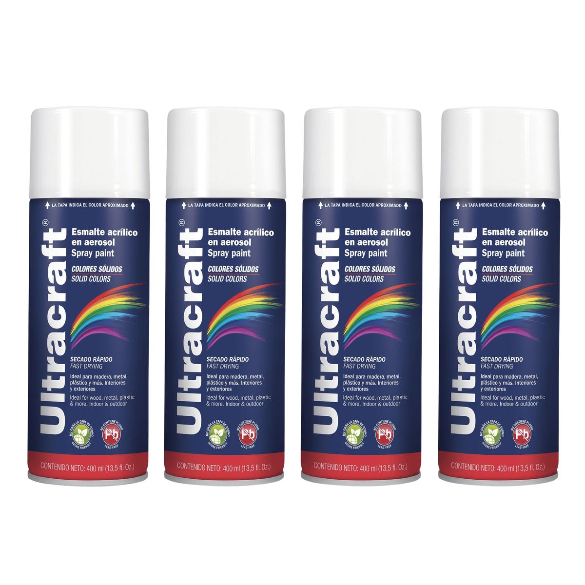 GENERICO - Pintura spray color Blanco mate x4 unidades Ultracraft