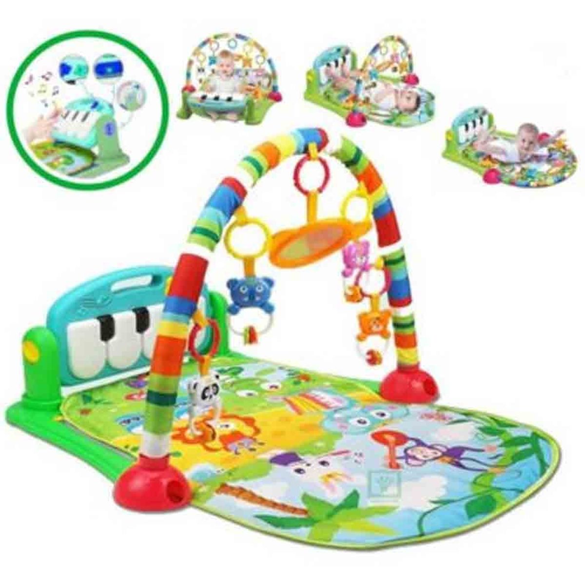 HUANGER - Gimnasio Multifunción con Piano 3 en 1 Verde