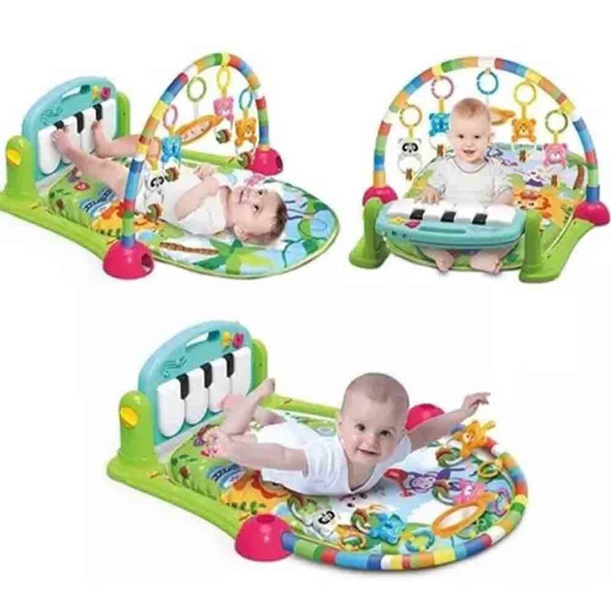 HUANGER - Gimnasio Multifunción con Piano 3 en 1 Verde