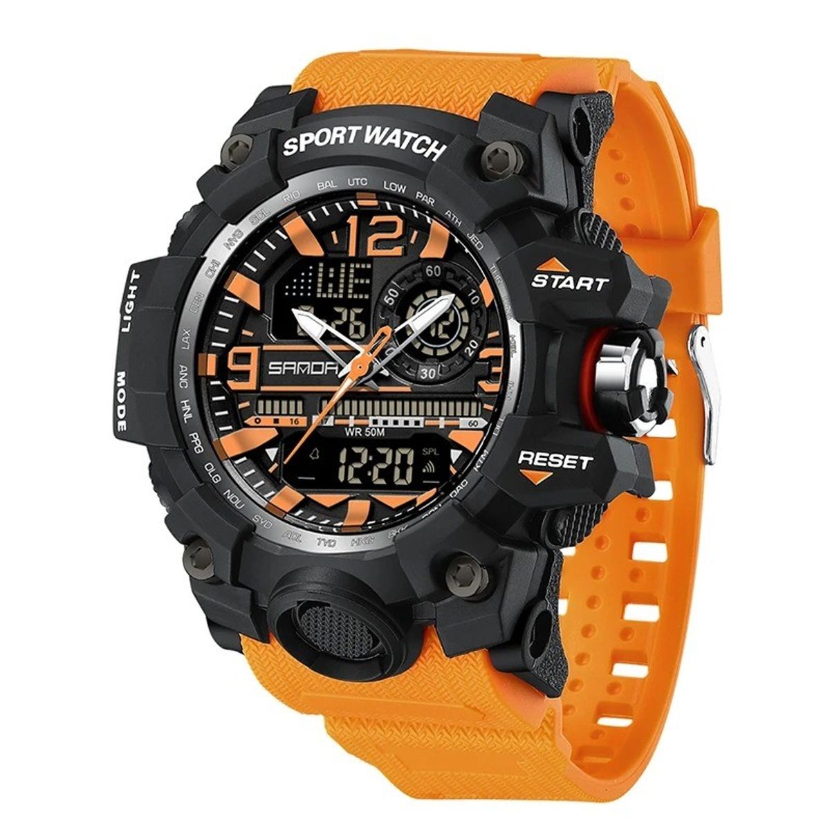 SANDA - Reloj Deportivo SANDA 3133 Resina Análogo-Digital Naranja
