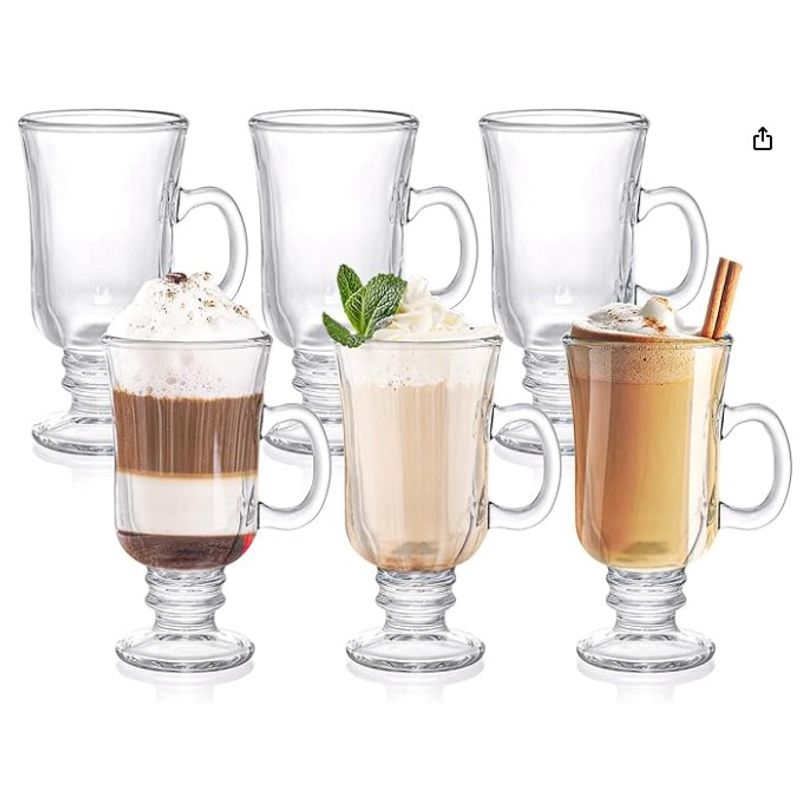 GENERICO - Set x 6 Tazas de Vidrio para Capuchino  250ml