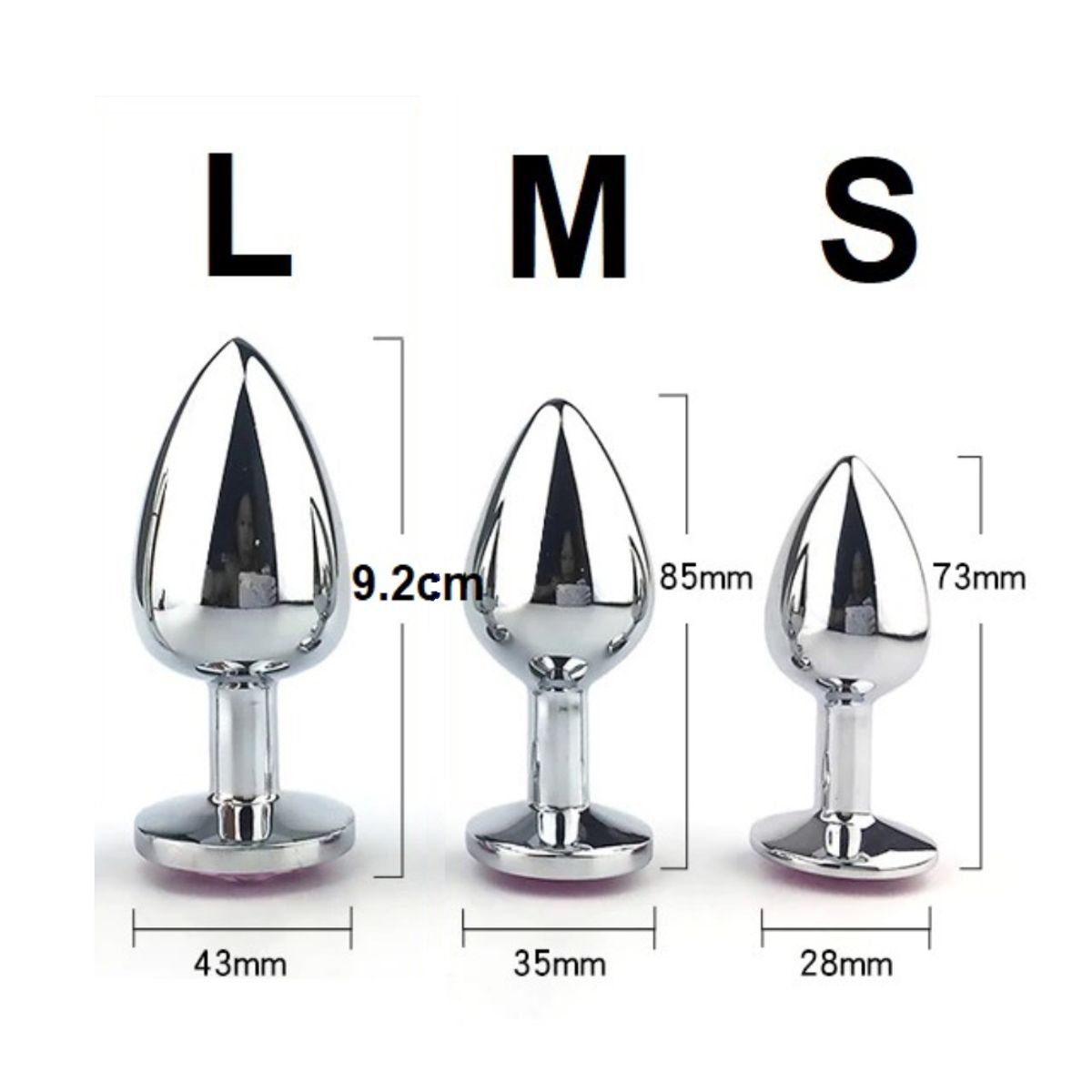 GENERICO - Plug De metal L Corazón rosa -  9.2 cm x 4.3 cm