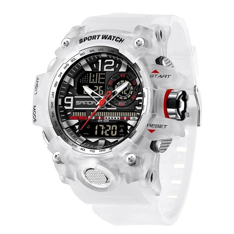 SANDA - Reloj Deportivo SANDA 3133 Resina Análogo-Digital Transparente
