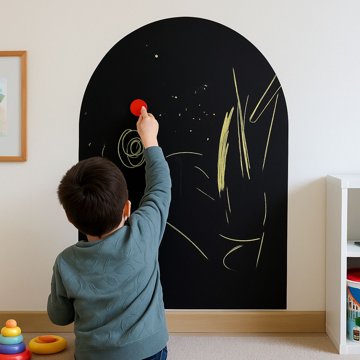 PZR PIZARRAS ADHESIVAS - Pizarra Adhesiva Magnética Infantil Arco Negro 117 x 61 cm