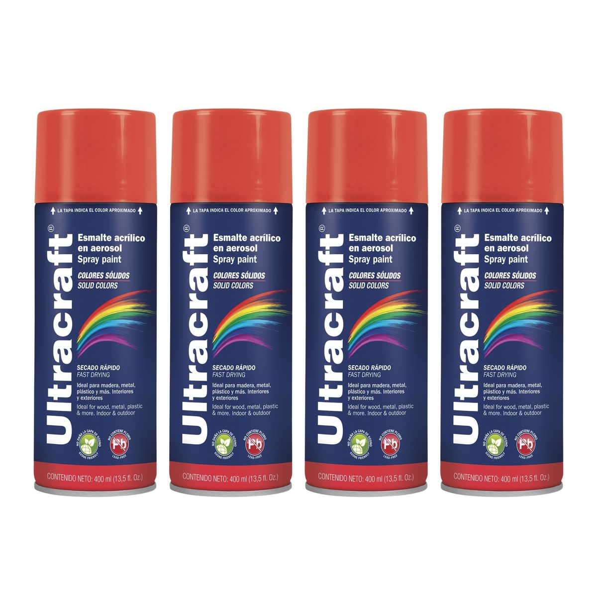 GENERICO - Pintura spray color Rojo Brillante x4 unidades Ultracraft