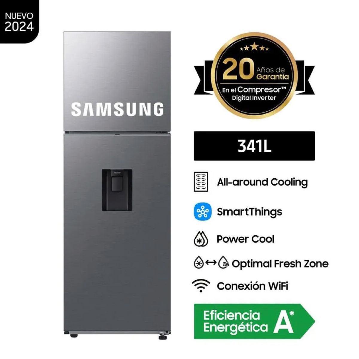 SAMSUNG - Refrigeradora Samsung Top Mount Freezer 341L RT35DG5720S9PE Silver