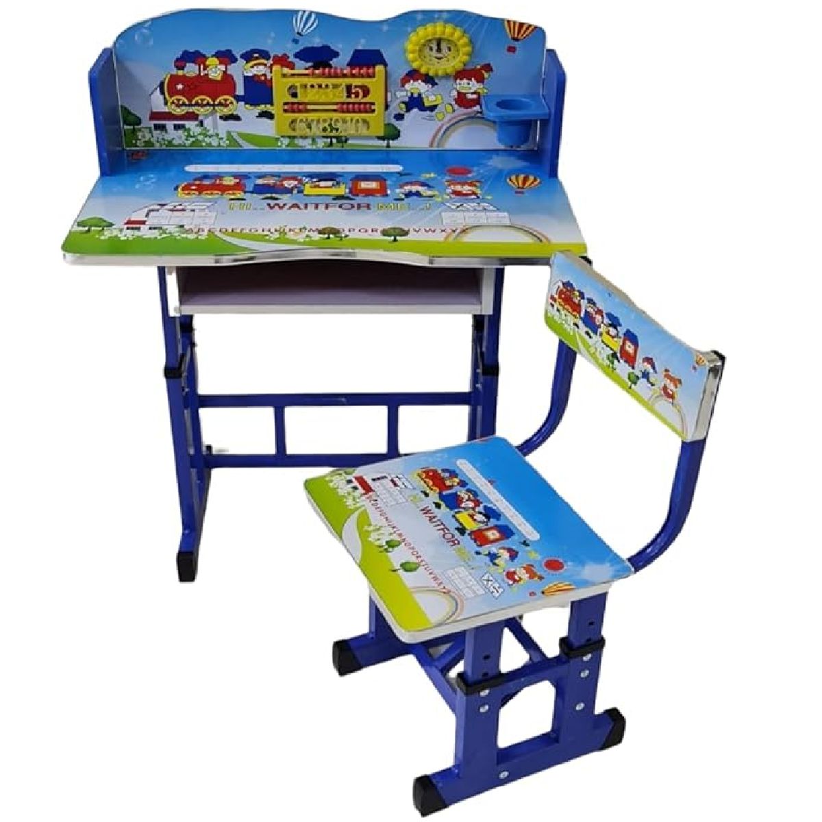 GENERICO - MESA DE ESTUDIO Y SILLA EDUCATIVA PARA NIÑOS CON RELOJ