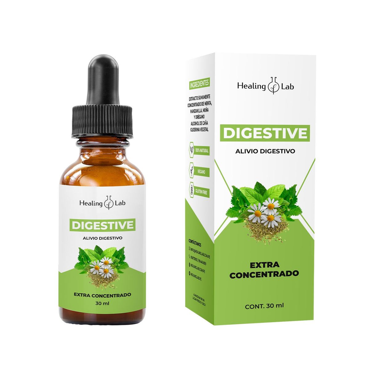 HEALING LAB - DIGESTIVE - DIGESTIVO NATURAL -  MOLESTIAS DIGESTIVAS Y ESTOMACALES