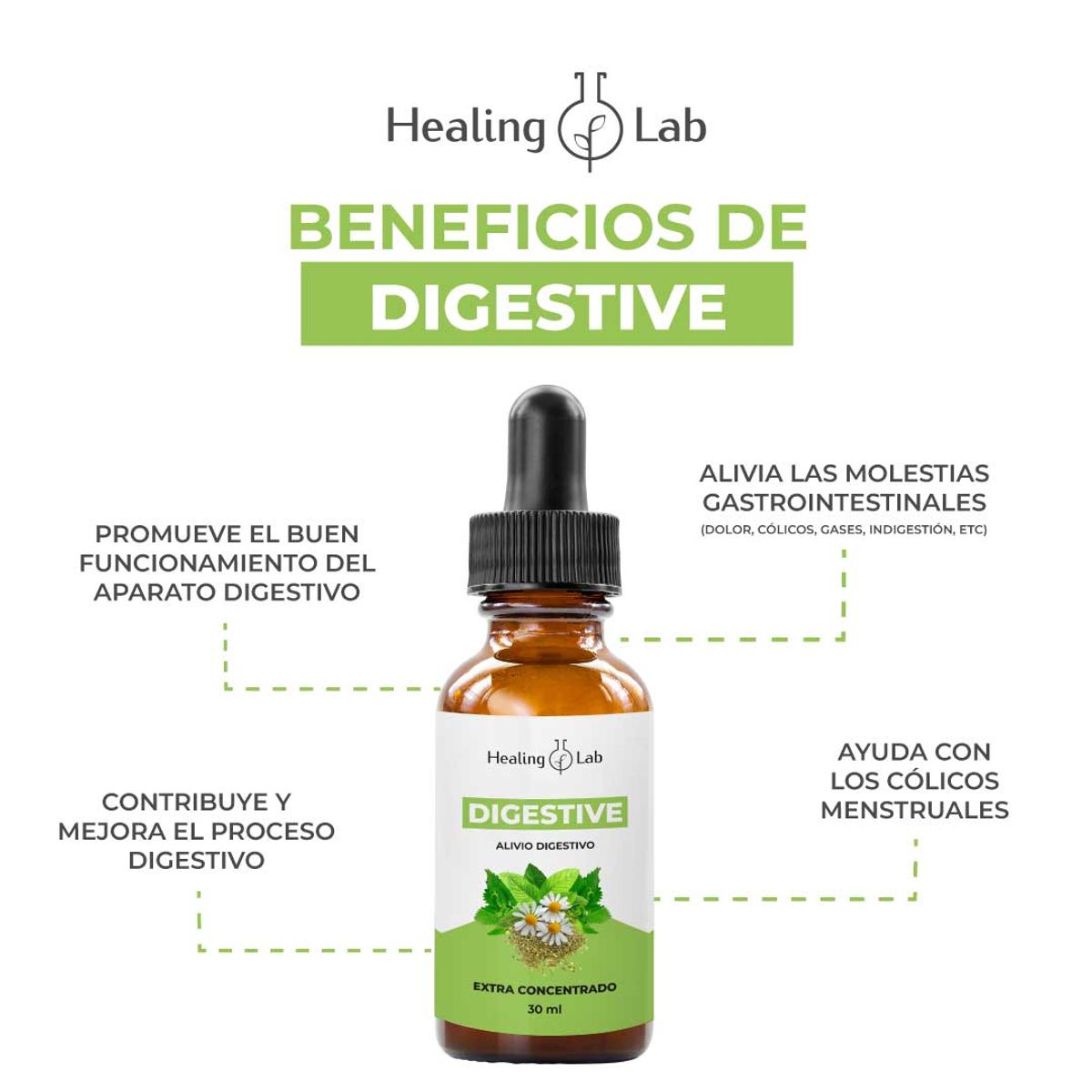 HEALING LAB - DIGESTIVE - DIGESTIVO NATURAL -  MOLESTIAS DIGESTIVAS Y ESTOMACALES