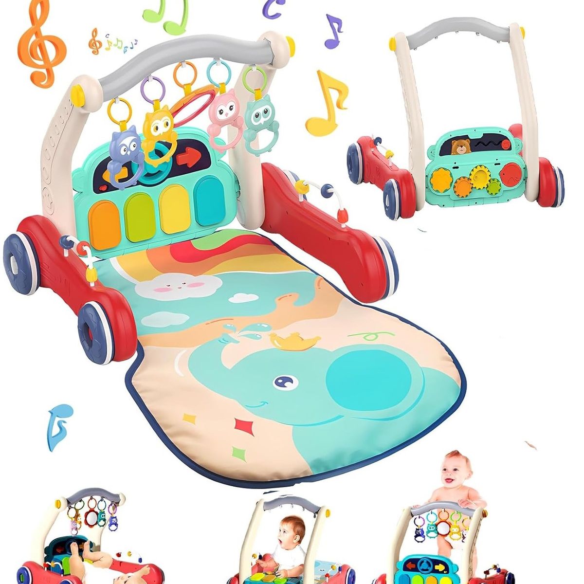 HUANGER - Gimnasio Andador para bebes 2 en 1-Azul