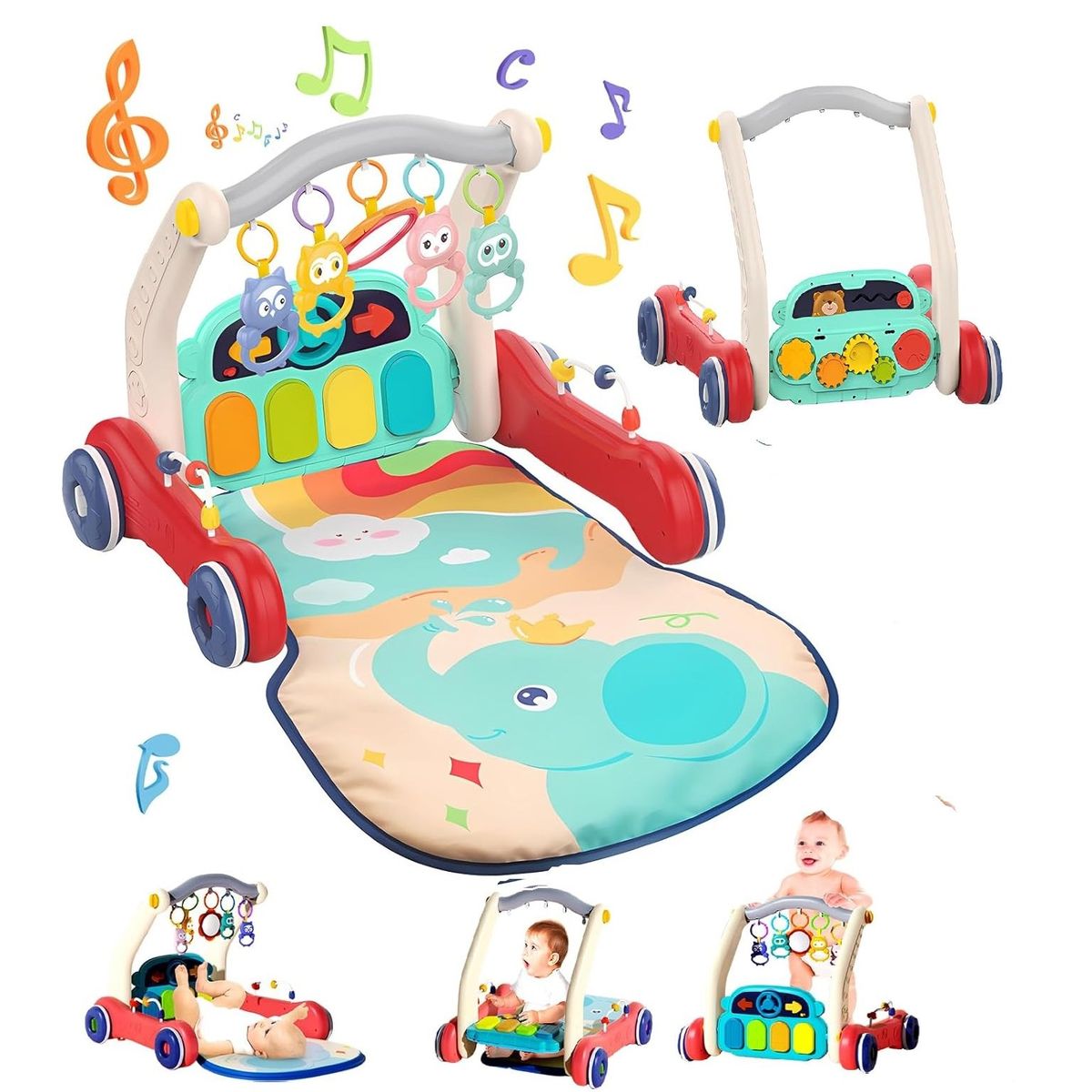 HUANGER - Gimnasio Andador para bebes 2 en 1-Azul