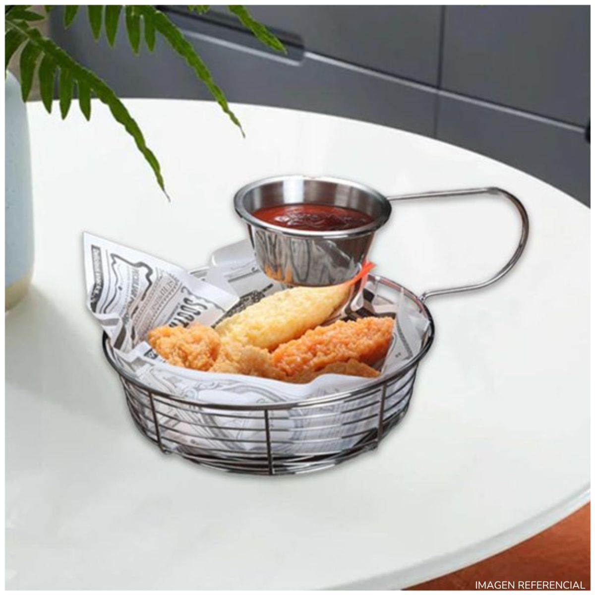 INSPIRA MARKET - Freidora para Papas con Taza de Colgante