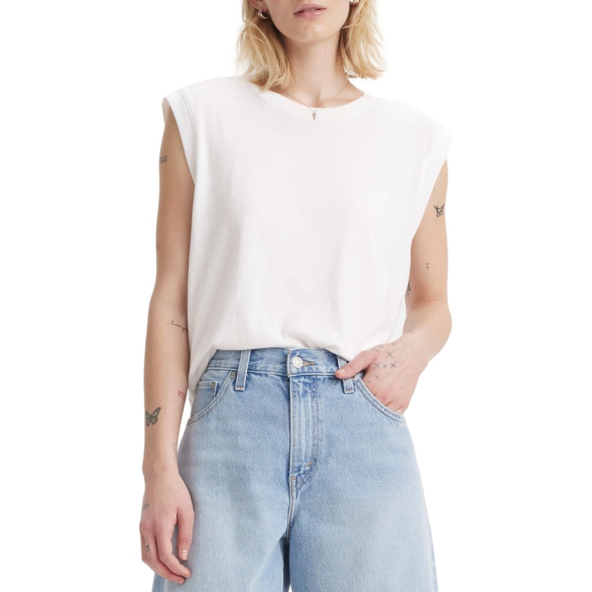 LEVIS - Polo Mujer Relaxed Fit Blanco Levis