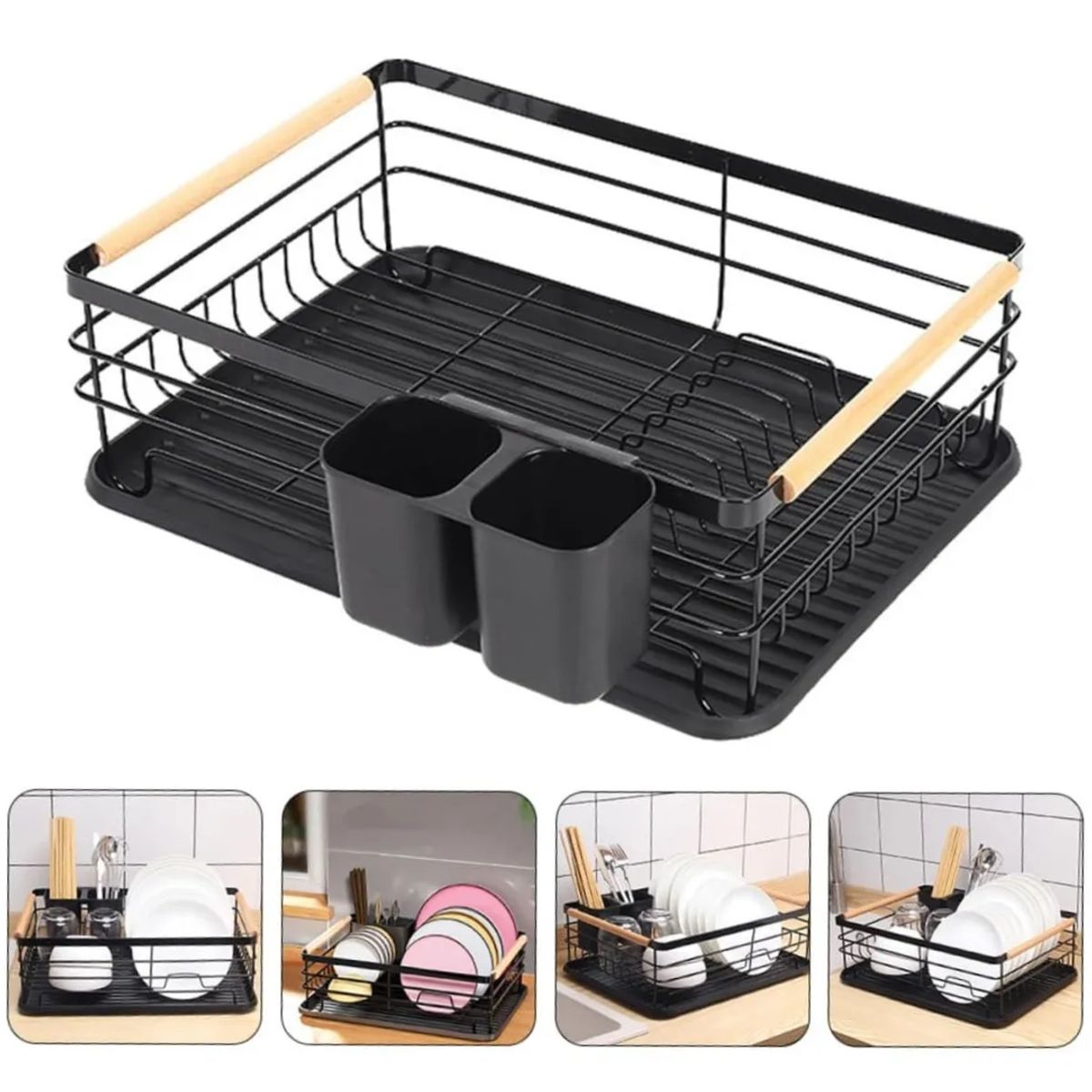 INSPIRA MARKET - Escurridor de platos y cubiertos con charola antigoteo