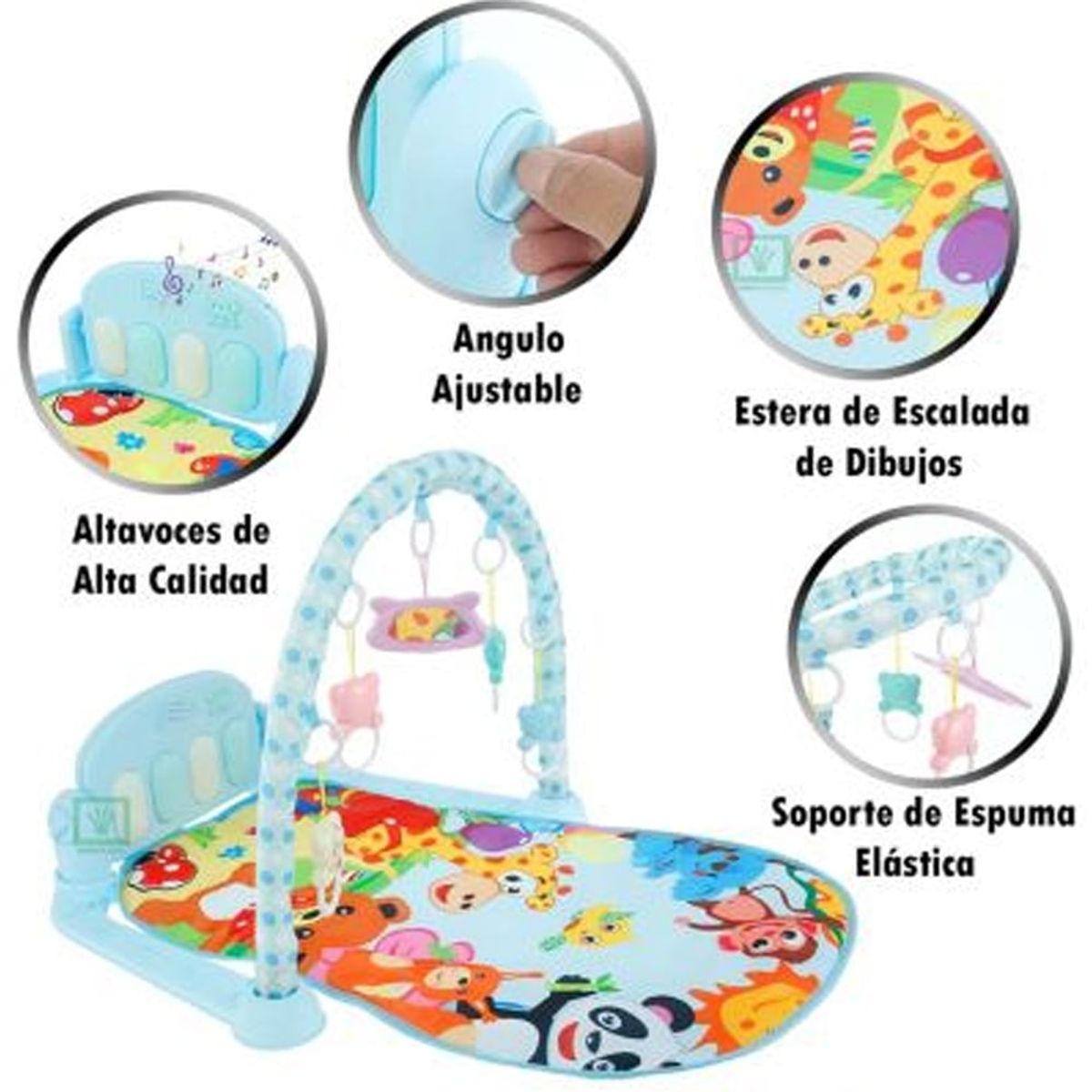 GENERICO - Gimnasio Piano Para Bebé con luces y música Panda Celeste