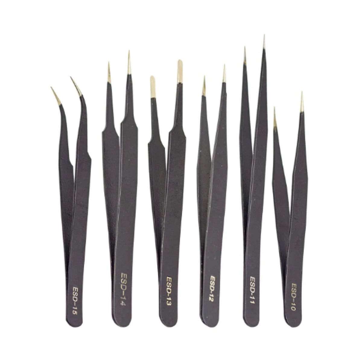 GENERICO - Set de Pinzas Antiestáticas ESD-6PZAS