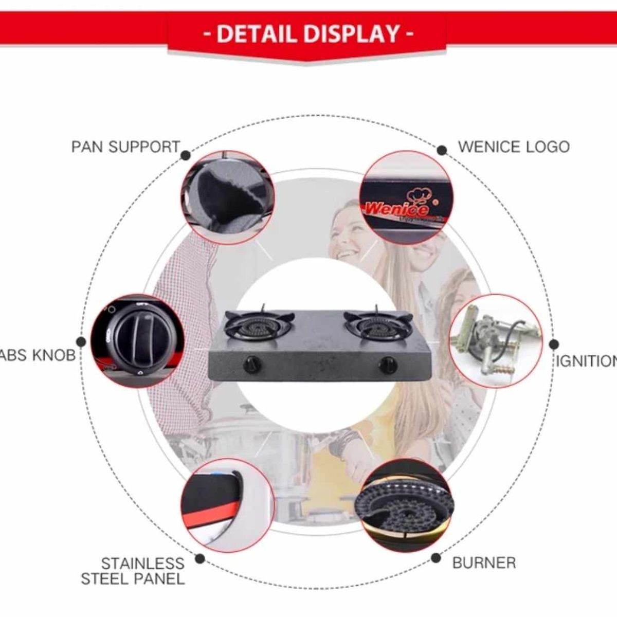 GENERICO - Cocina de Mesa 2 Hornillas Quemador Estufa de Gas