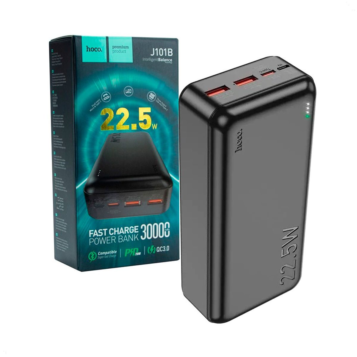 HOCO - Power Bank 30000mAh Hoco J101B carga rapida 22.5 W