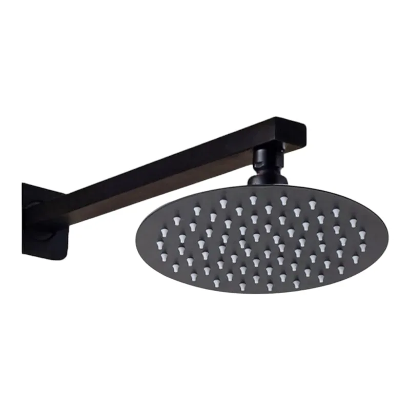 GENERICO - Cabeza Ducha Redonda 30cm Negro Mate Brazo 50cm Acero Inoxidable