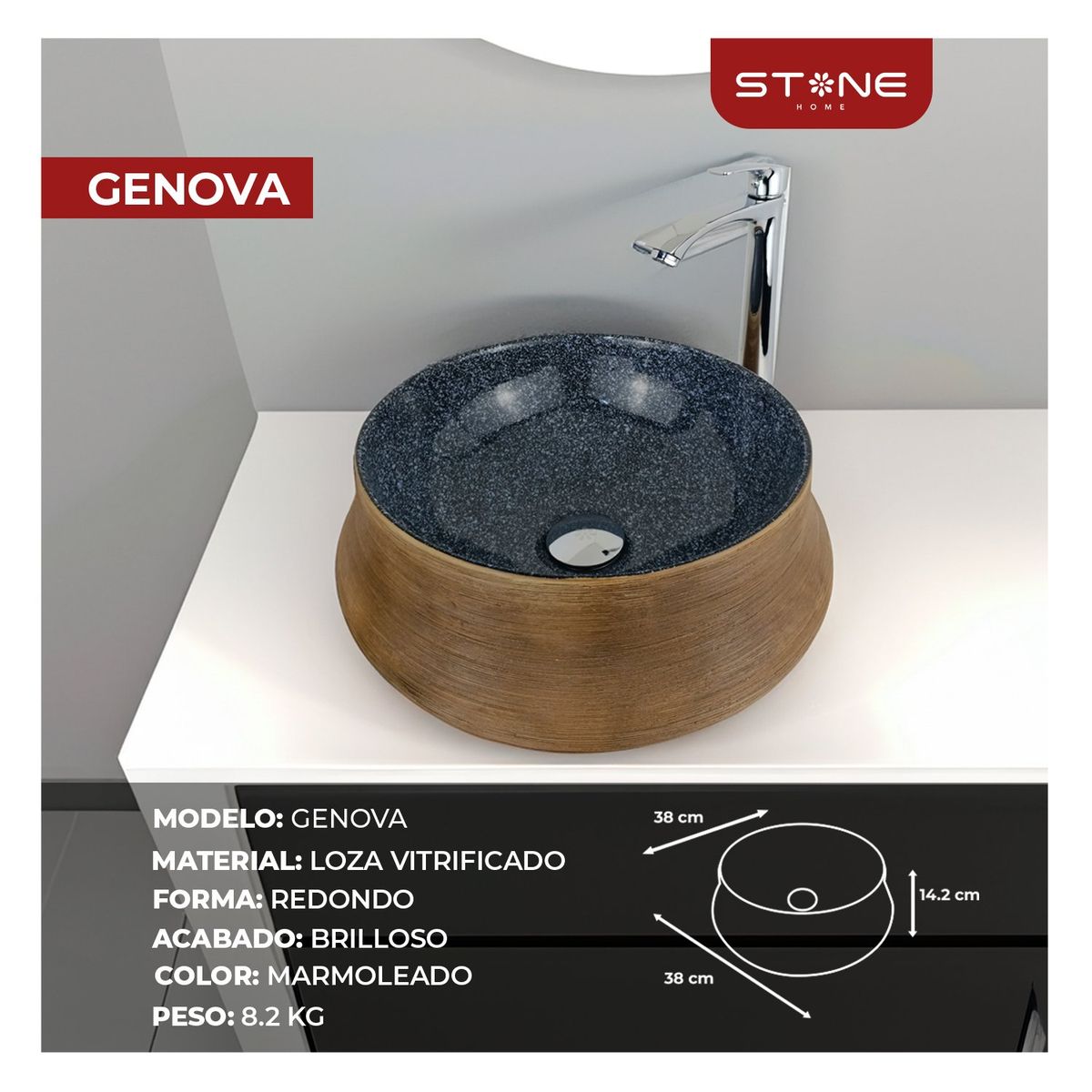 STONE - BOWL REDONDO MINIMALISTA GENOVA BLACK STONE