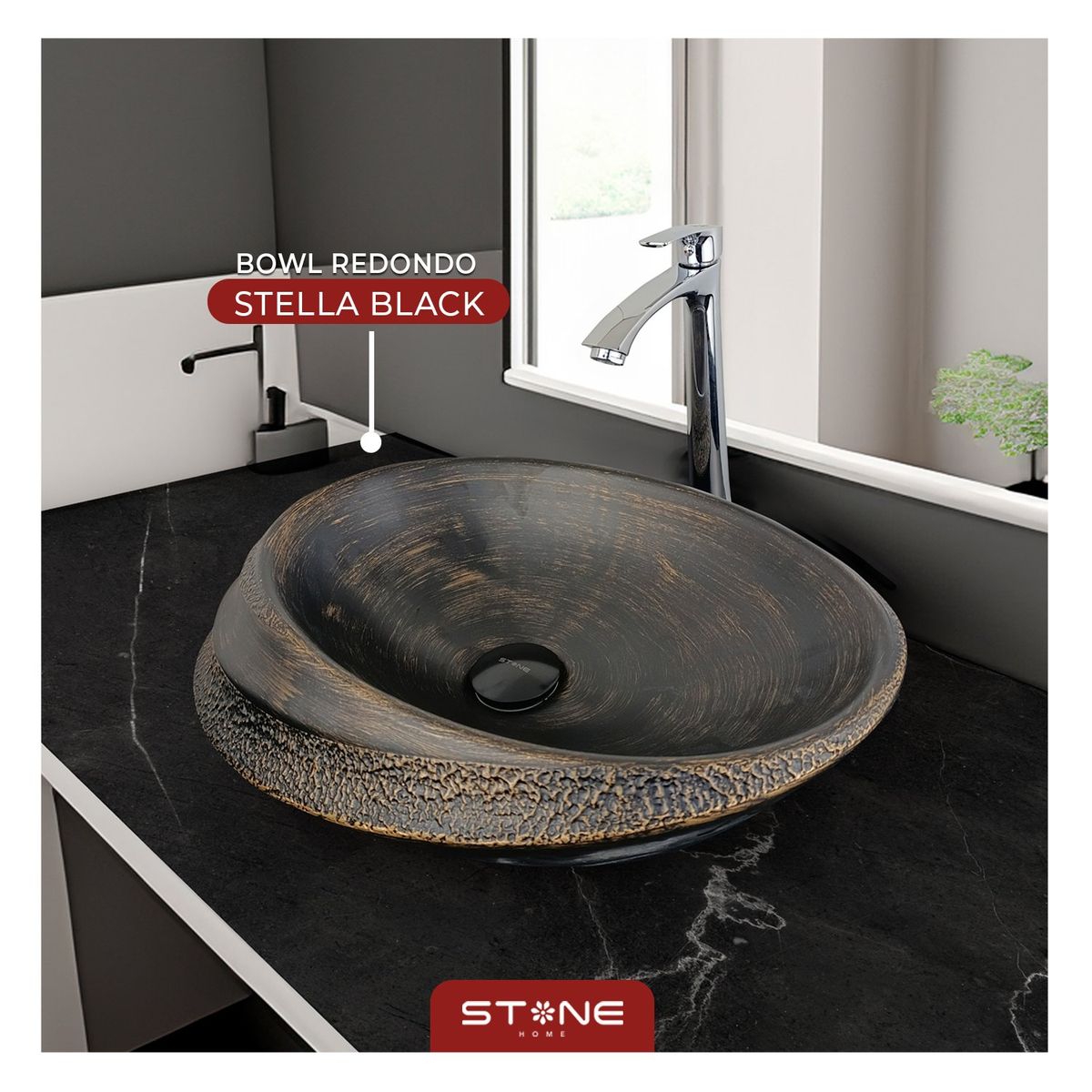 STONE - BOWL REDONDO MINIMALISTA STELLA BLACK STONE