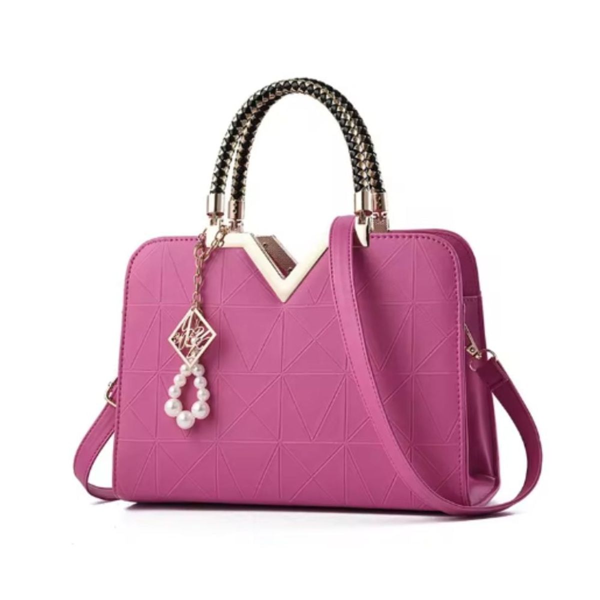 GENERICO - Bolso Mediano V Moderna Diseño Ecocuero