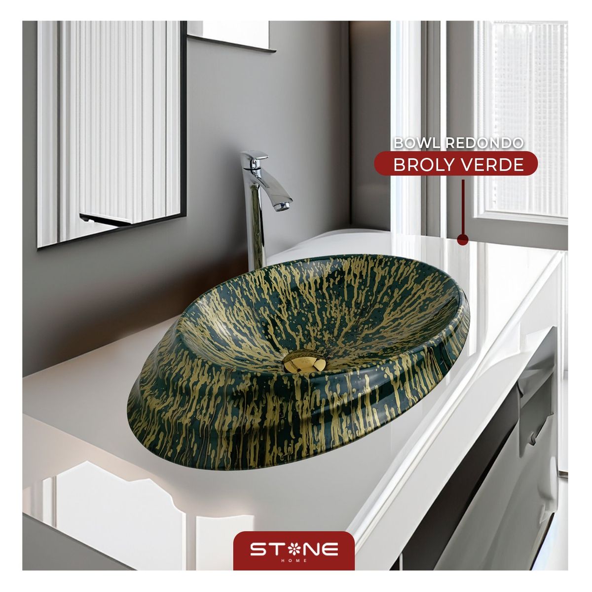 STONE - BOWL REDONDO MINIMALISTA BROLY GREEN STONE