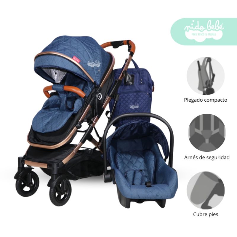 GENERICO - Coche Moises de bebe con porta bebe Mimi Azul