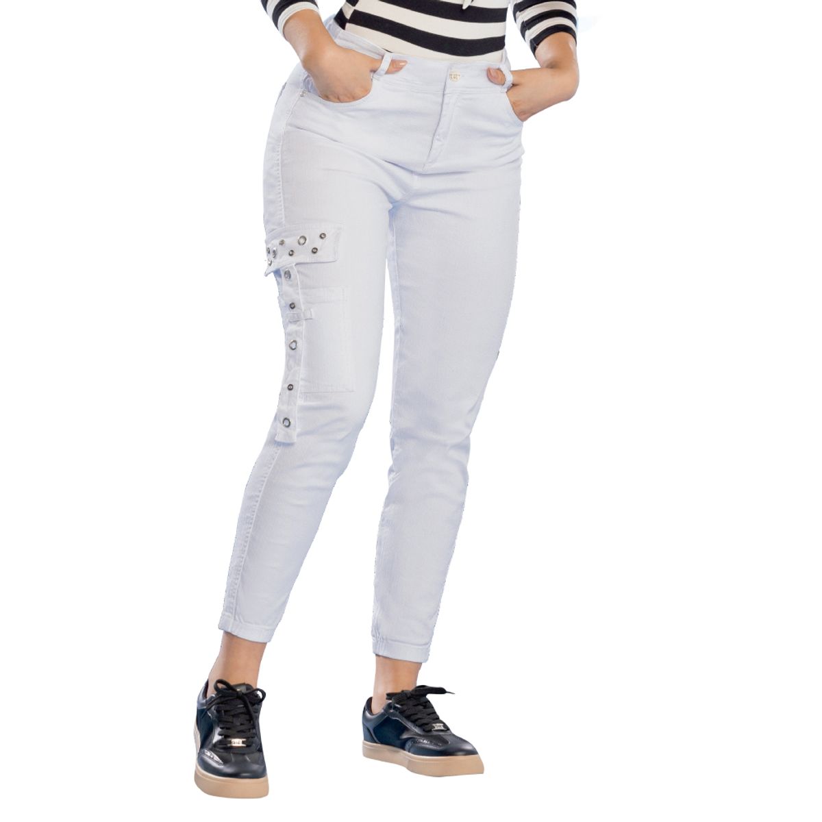 TYT - mom jean rodeo tyT jeans tiro alto blanco semi tubo