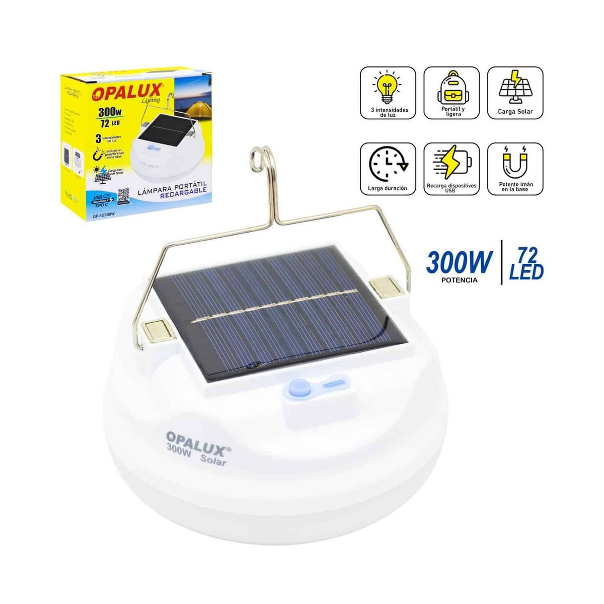 OPALUX - Lámpara Portátil Recargable LED 300W OP-FD300W OPALUX