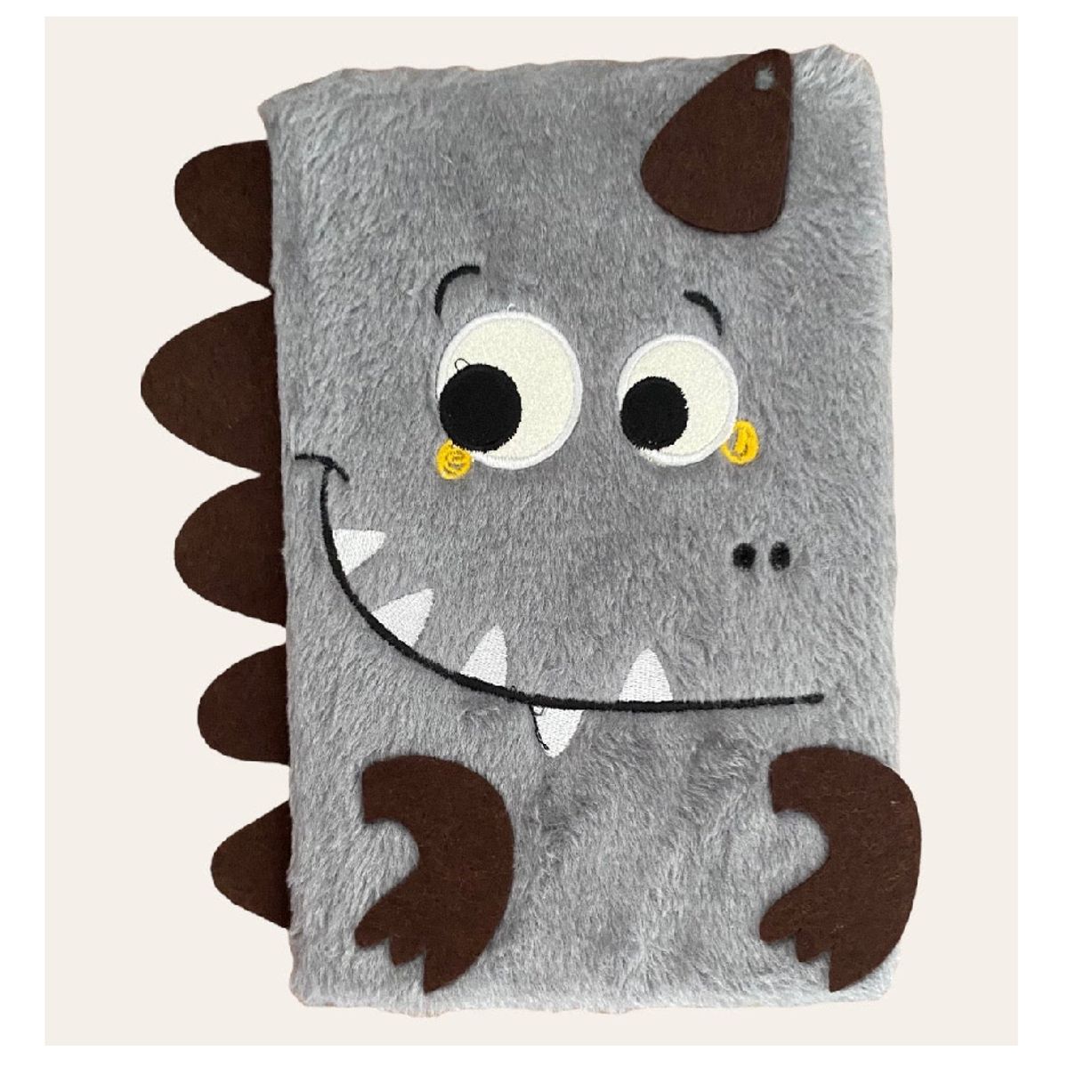 GENERICO - Cuaderno a Rayas Peluche Dinosaurio Gris