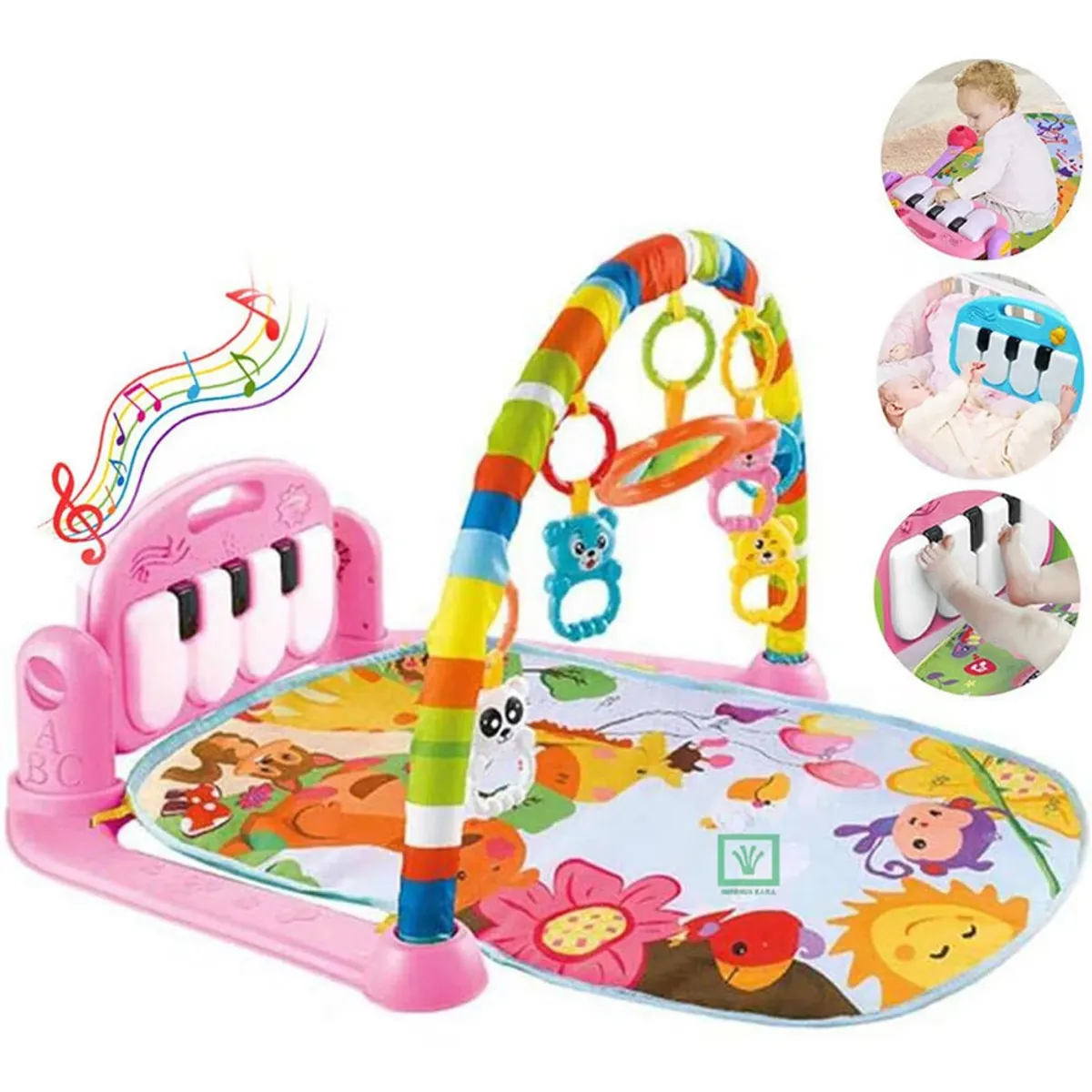 HUANGER - Gimnasio de Bebe con Piano Para Patear Rosado