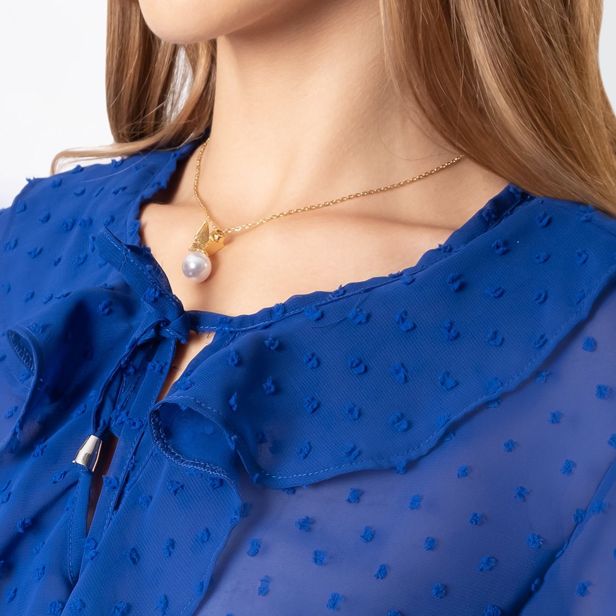 GENERICO - Collar con Dije Aretes en Forma de Mariposa con Perla Dorado Mujer