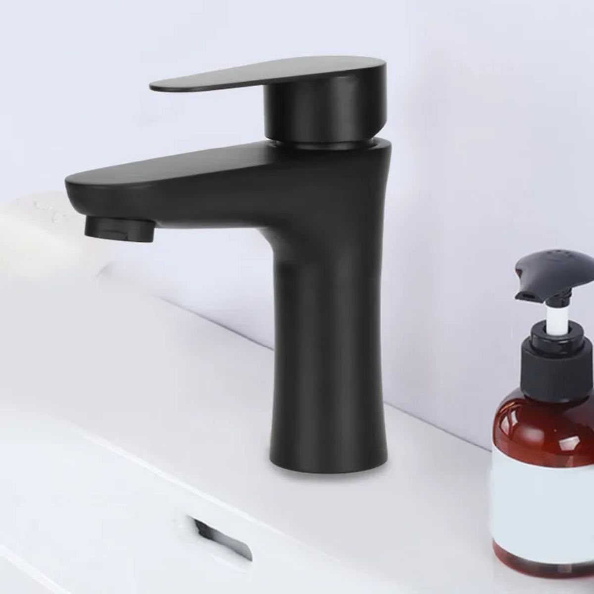 APACHE - Grifo Caño Monomando Lavabo Fantini Agua Fría Negro Mate de Acero