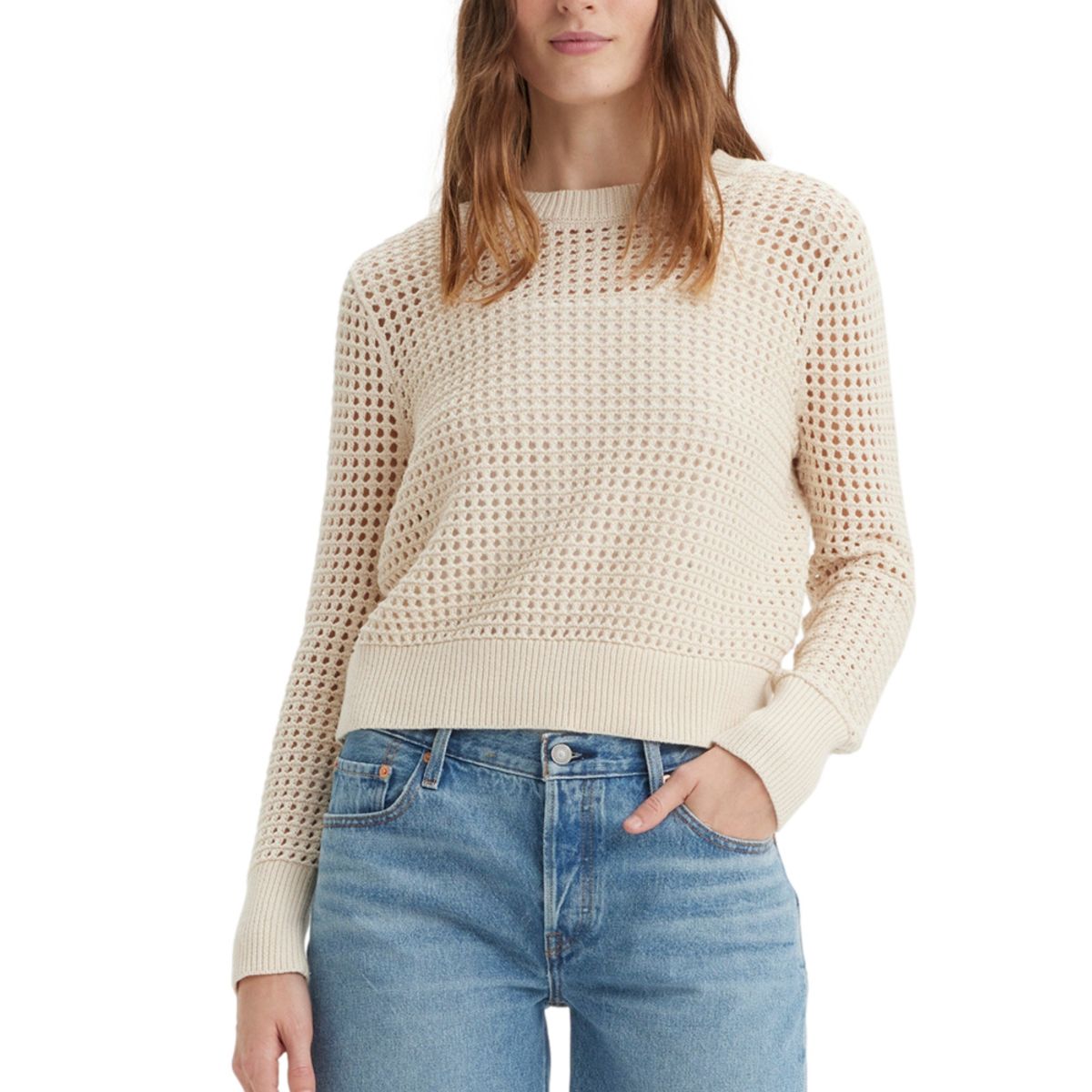 LEVIS - Chaleco Mujer Crochet Manga Larga Blanco Levis