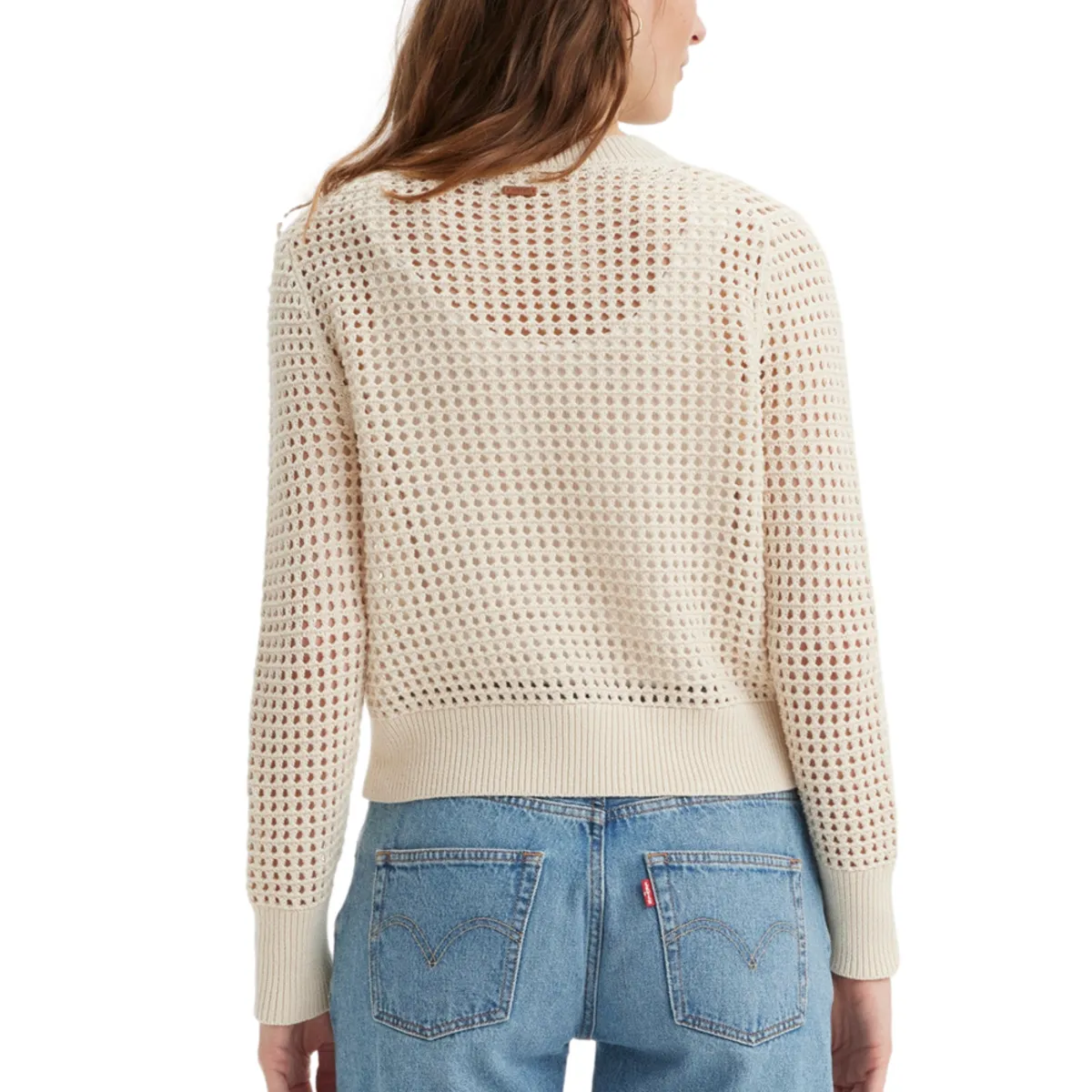 LEVIS - Chaleco Mujer Crochet Manga Larga Blanco Levis