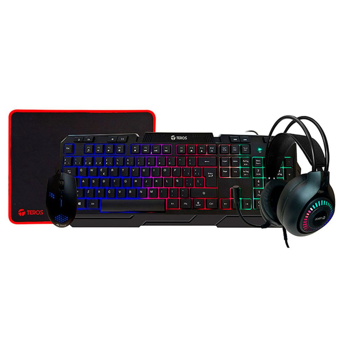 TEROS - Combo Teros TE-4063N Teclado Mouse Headset Mouse Pad