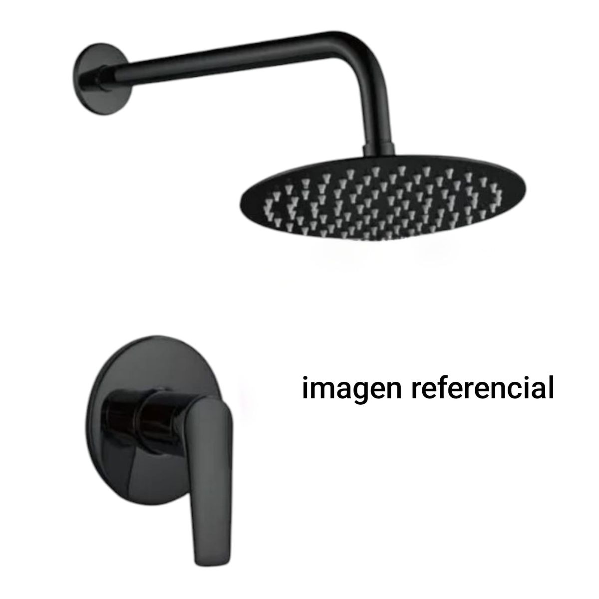 GENERICO - Combo Set Mezcladora Redonda Ducha 30cm Completa Negro Mate